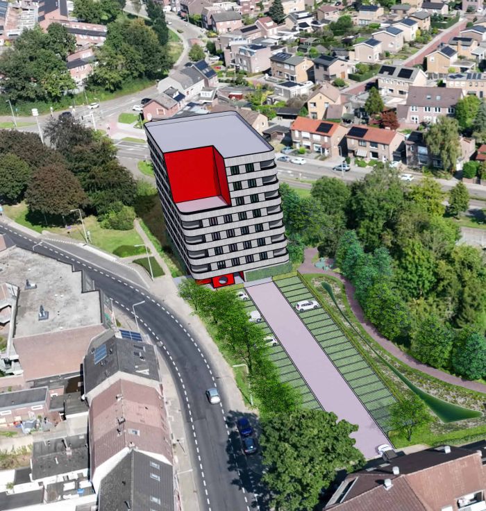 Impressie Houtskeletbouw Dorpstraat Brunssum vogelvlucht