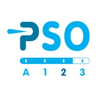 Blauw PSO-logo met aanduiding A123 op witte achtergrond
