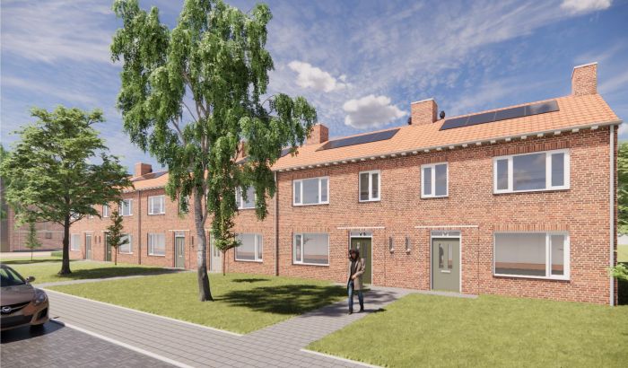 Impressie van het Bernadusplein in Tilburg met vernieuwde straat en groen na afronding van het groot onderhoudsproject.