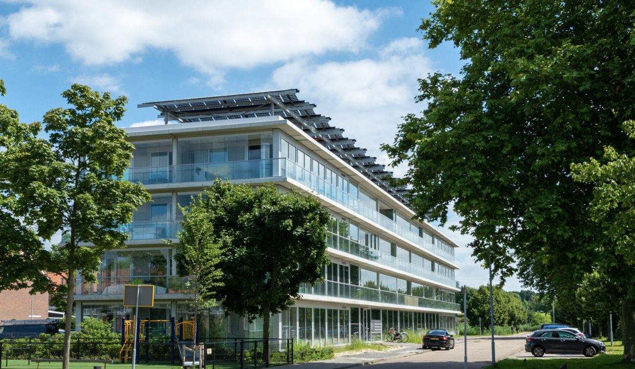 Nieuwbouwappartementen in de Gestelse Buurt in ’s-Hertogenbosch met moderne gevels en een speeltuin voor de bewoners.