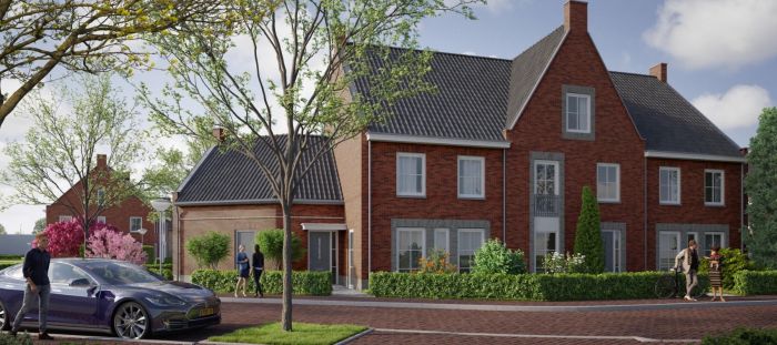 Impressie van een twee-onder-een-kapwoning in De Hoogheden in Berkel-Enschot, onderdeel van het nieuwbouwproject.